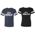 thumbnail image 1 of Prince & Princess Matching Couple Cotton Jerseys (Men Navy / Women Black) (Men S / Women S), 1 of 3