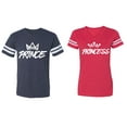thumbnail image 1 of Prince & Princess Matching Couple Cotton Jerseys (Men Navy / Women Red) (Men L / Women XL), 1 of 3