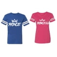 thumbnail image 1 of Prince & Princess Matching Couple Cotton Jerseys (Men Royal / Women Pink) (Men M / Women XL), 1 of 3