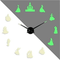 Prince & Princess silhouette DIY creative Different Frameless Luminous Wall Clock Girls Bedroom Home decoration Modern gifts - 27 inch