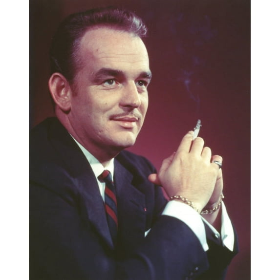 Prince Rainier Smoking Cigarette and Looking Away in Tuxedo Portrait Photo Print (8 x 10)