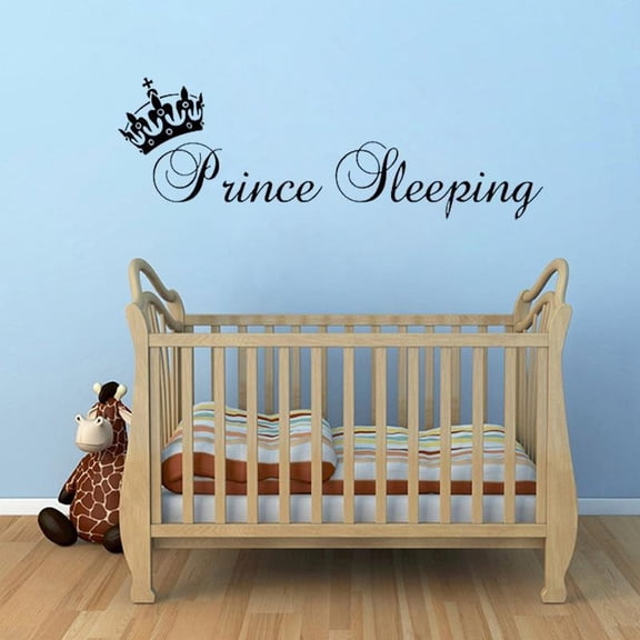 Prince Sleeping Wall Sticker an crown Nursery Wall Decals Quotes Home boys Baby bedroom Decoration Removable Wallpaper 42x15cm