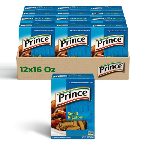 Prince Small Rigatoni Pasta – Classic Ridged Tube Pasta for Hearty Sauces (12-Pack, 16 oz Each) – A short, ridged pasta perfect for holding thick sauces, baked dishes, and pasta salads.