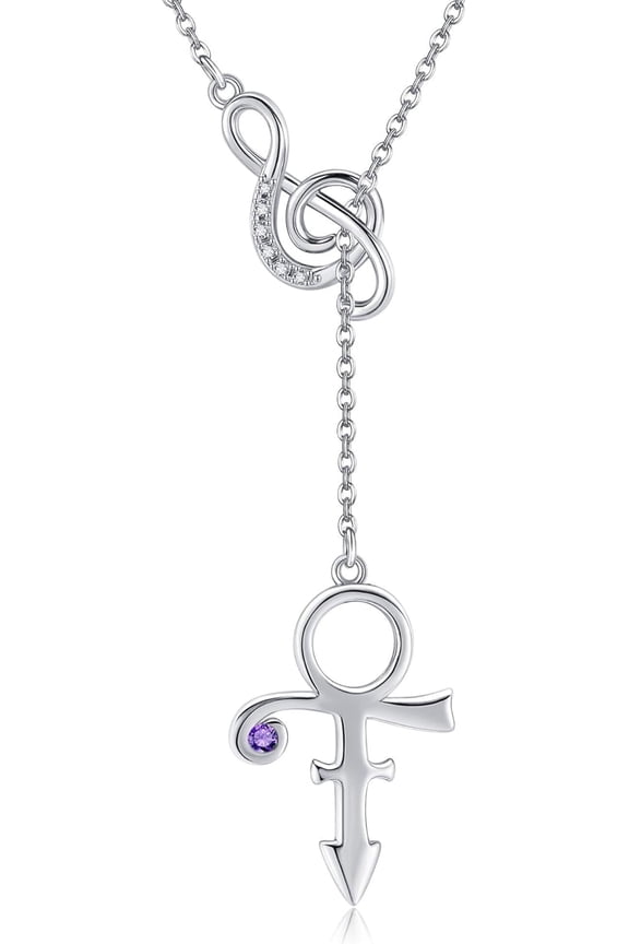 Prince Symbol Y Necklace 925 Silver Prince Music Necklace for Music Lover