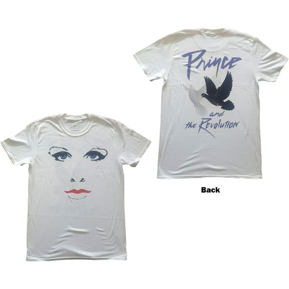 Prince Unisex T-Shirt Faces & Doves (Back Print) (Medium)