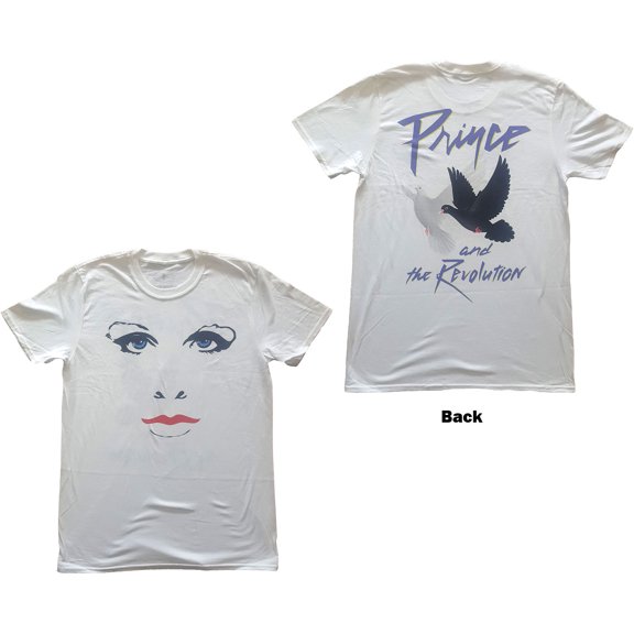 Prince Unisex T-Shirt Faces & Doves (Back Print) (X-Large)