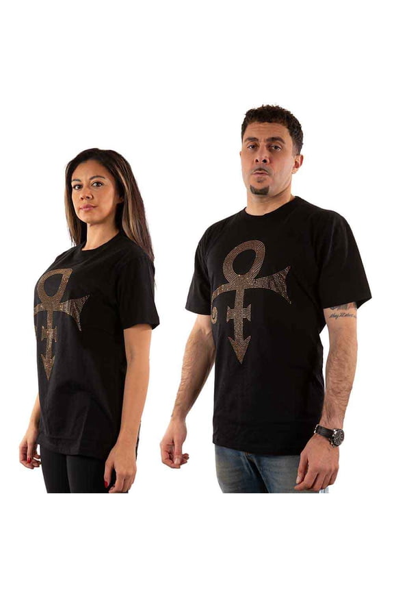 Prince Unisex T-Shirt Gold Symbol (Diamante) (X-Large)