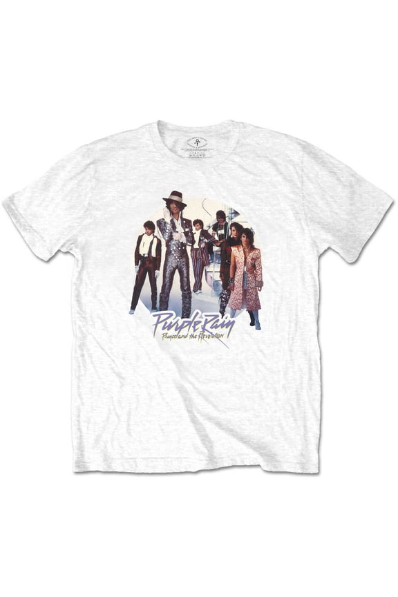 Prince Unisex T-Shirt Purple Rain Circle (Large)