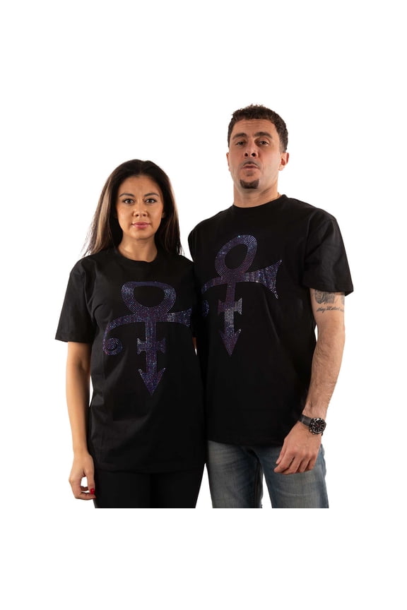 Prince Unisex T-Shirt Purple Symbol (Diamante) (Large)