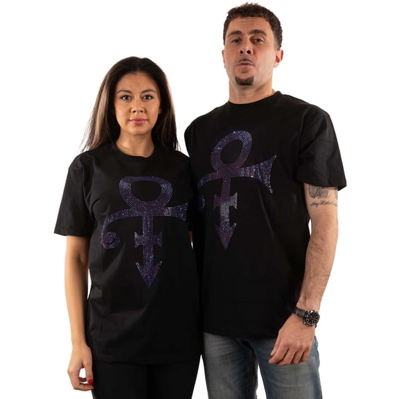 Prince Unisex T-Shirt Purple Symbol (Diamante) (Large)