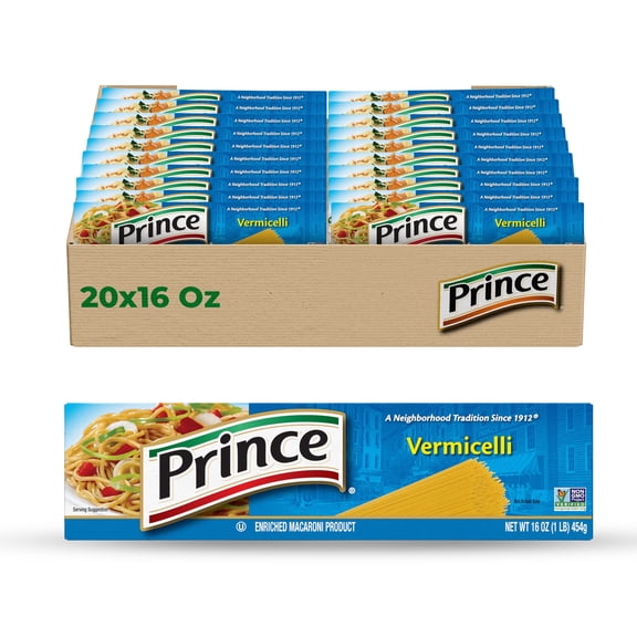 Prince Vermicelli Pasta (20-Pack, 16 oz) Thin pasta ideal for soups, light sauces & Mediterranean meals.