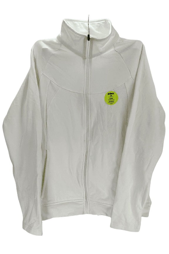 Women's Full Zip Long Sleeve Tennis Top - White, Small
