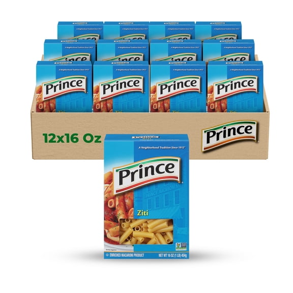 Prince Ziti Pasta – Classic Tube-Shaped Pasta for Baked & Saucy Dishes (12-Pack, 16 oz Each) – The perfect pasta for baked ziti, pasta casseroles, and hearty sauces.