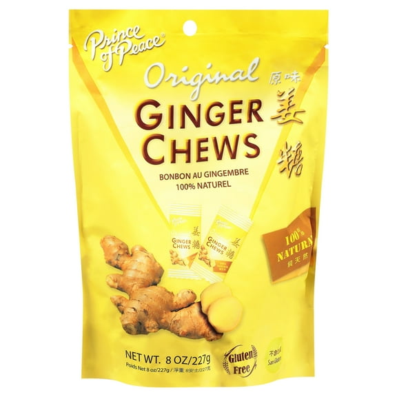 Prince of Peace 100% Natural Original Ginger Candy Chews, Gluten Free, 8 oz