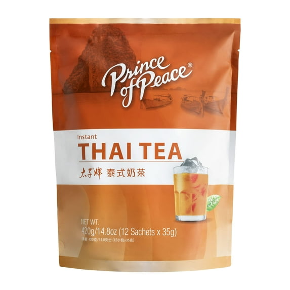 Prince of Peace 3 in 1 Instant Thai Tea Beverage, 12 Sachets – Instant Hot or Cold Beverage – Easy to Brew – Made with