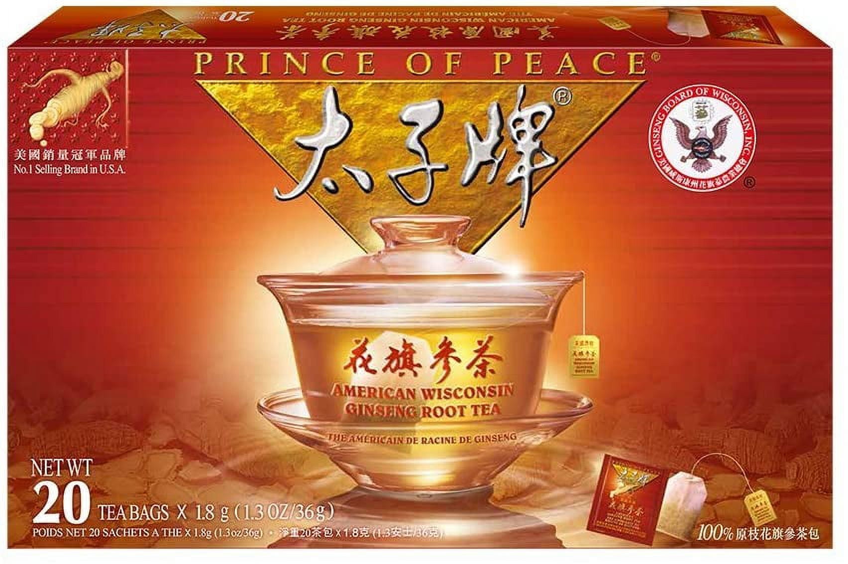 Prince of Peace American Ginseng Root Tea, 20 Tea Bags Premium