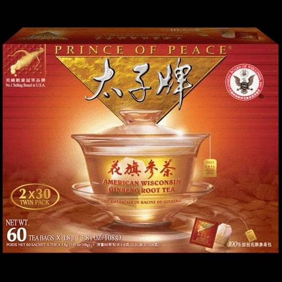 Prince of Peace American Ginseng Root Tea, Twin Pack (2 boxes X 30 tea bags)