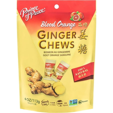 Prince of Peace Blood Orange Ginger Chews, 4 oz. – Candied Ginger – Candy Pack – Ginger Chews Candy – Natural Candy