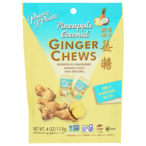 Prince of Peace Candy Chew Ginger Pineapple Coconut, 4 Oz, 2 Pack