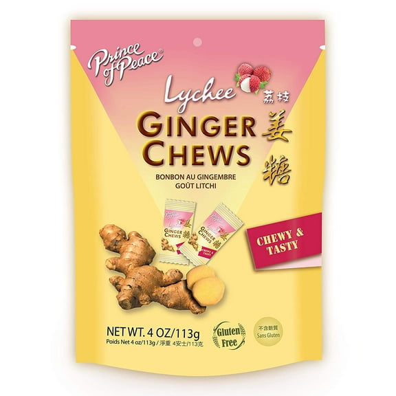 Prince of Peace Candy Chew Lychee Ginger 4 oz (Pack of 12)