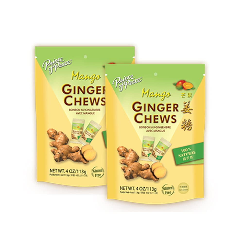 Prince of Peace Ginger Chews 100 Natural Mango 4 oz.(Pack of 2