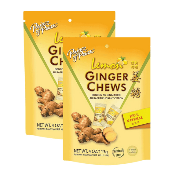 Prince of Peace Ginger Chews Candy with Lemon, 4 oz( Pack of 2)