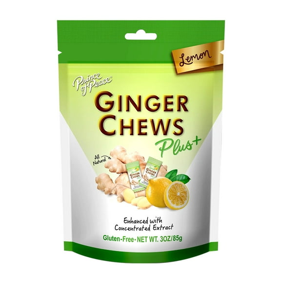 Prince of Peace Ginger Chews Plus+ Enhanced with Concentrated Extract Lemon, 3 Oz, 2 Pack