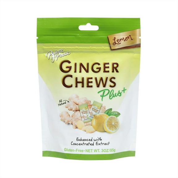 Prince of Peace Ginger Chews Plus Lemon, 3 oz Bag for Upset Stomach Indigestion Nausea and Morning Sickness
