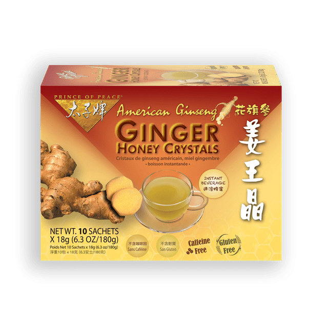 Prince of Peace Instant American Ginseng Ginger Honey Crystals, 10