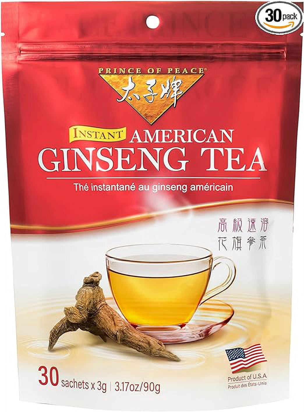 Prince of Peace Instant American Ginseng Tea, 30 Sachets Healthy