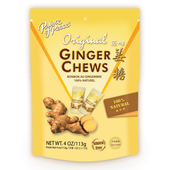 Prince of Peace Original Ginger Chews, 4 oz. ? Candied Ginger ? Candy Pack ? Ginger Chews Candy ? Natural Candy ? Ginger