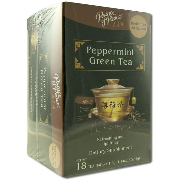 Prince of Peace Peppermint Green Tea, 18 Tea Bags – Herbal Tea Bags – Prince of Peace Tea – Peppermint Green Tea Bags –