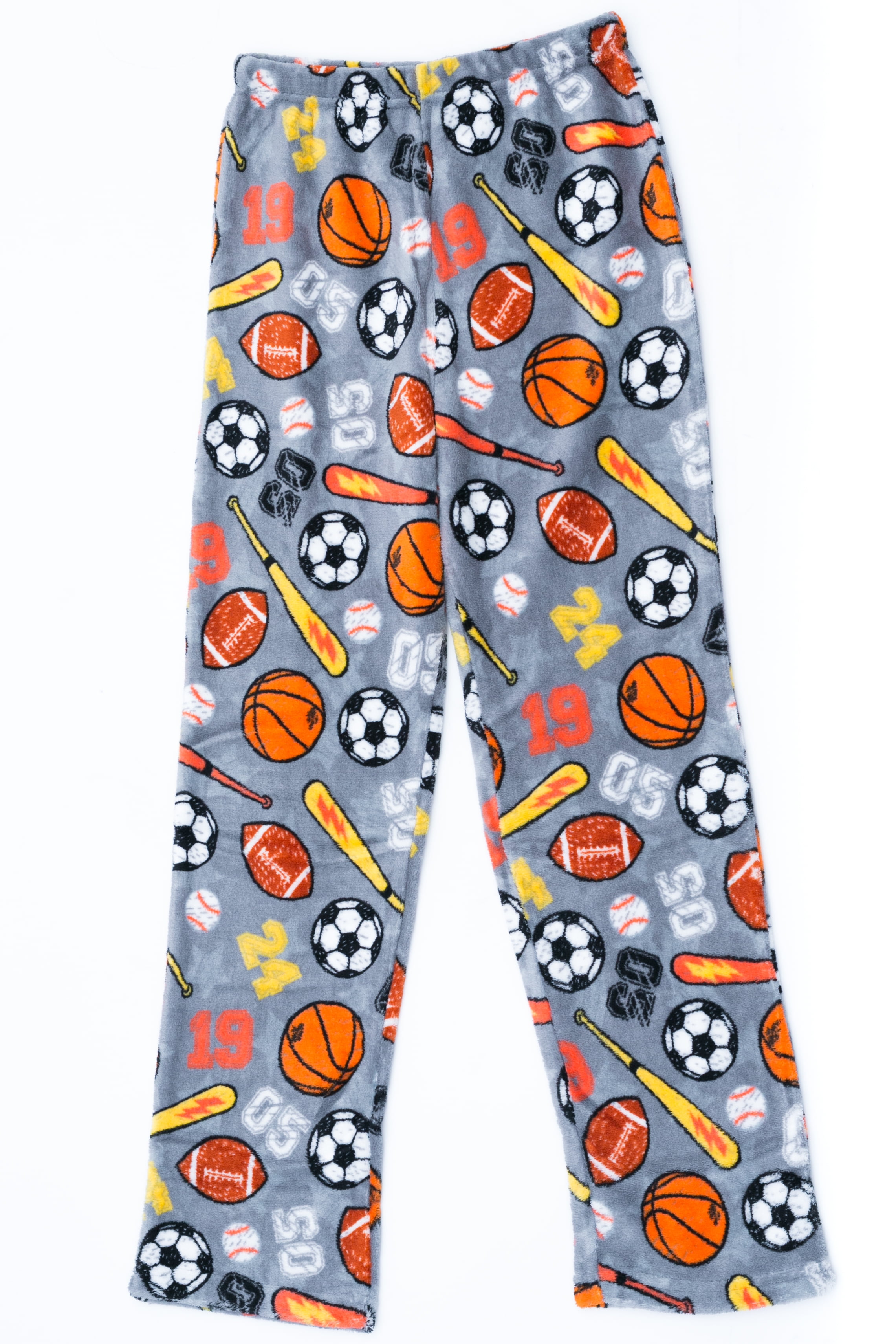 Prince of Sleep Boys' Plush Fleece Pajama Pants - Warm and Cozy Sleepwear  (Grey - Sports, Boys 7)