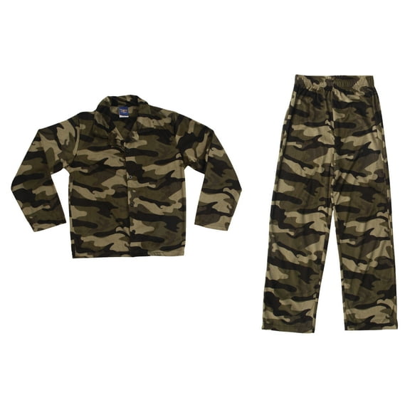Prince of Sleep Boys Velour Pajama Coat Sets (Camouflage Green, 14-16)