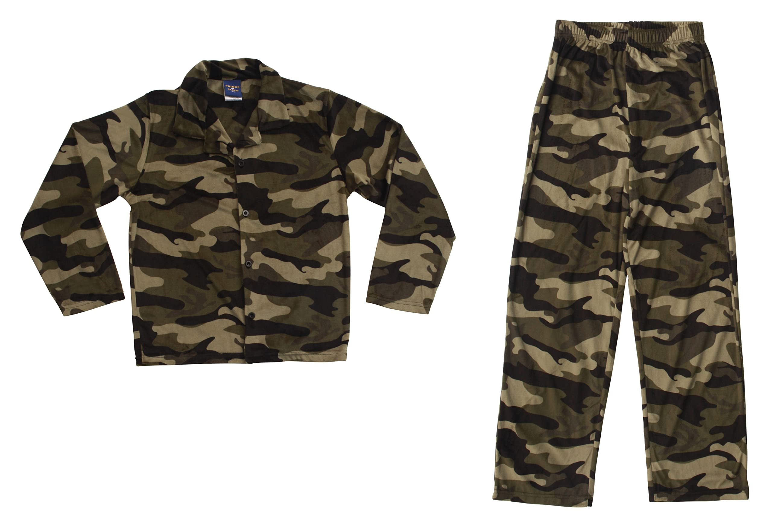 Prince of Sleep Boys Velour Pajama Coat Sets (Camouflage Green, 8