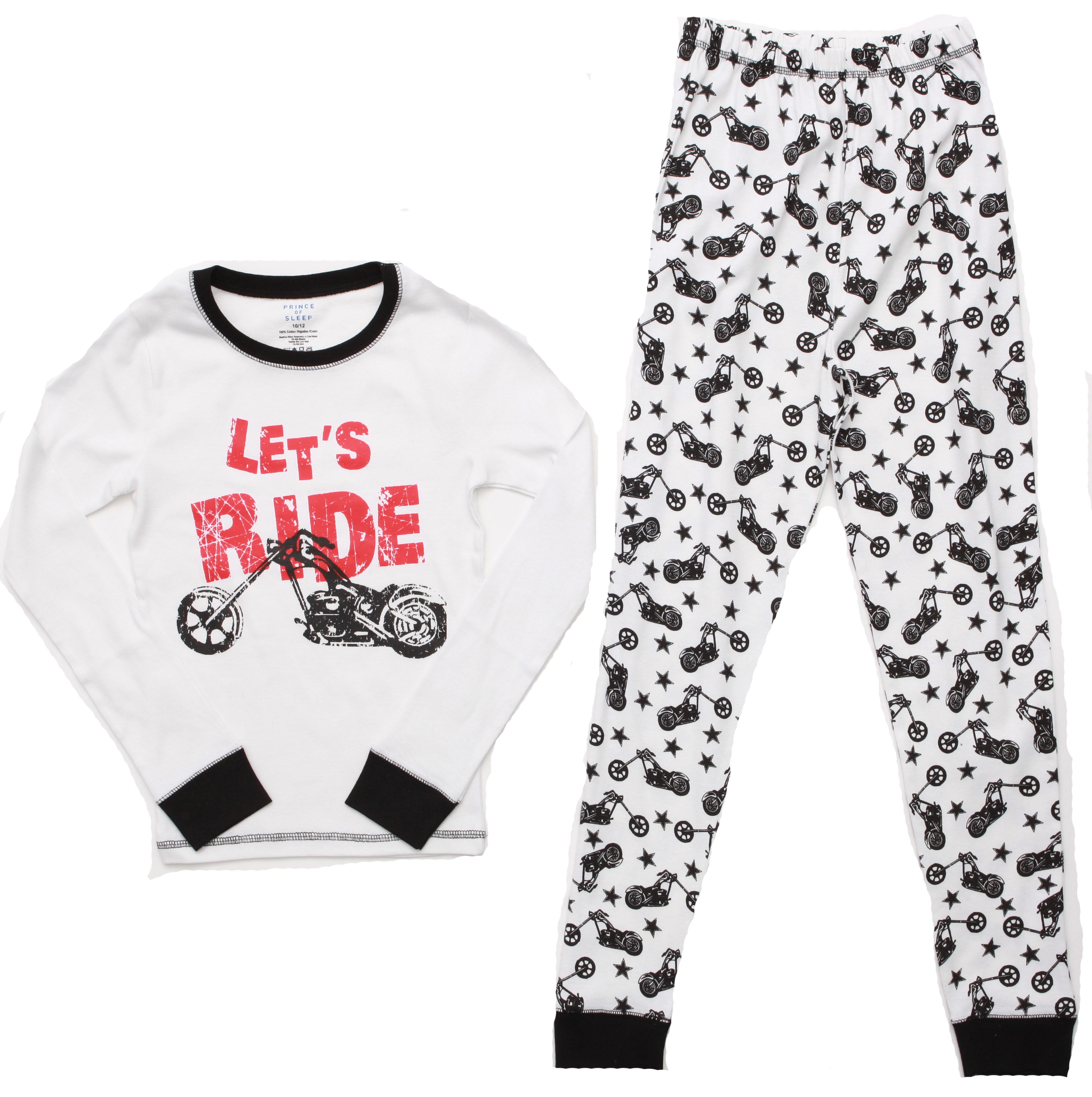 Prince of Sleep Cotton Pajamas Sets for Boys White Chopper