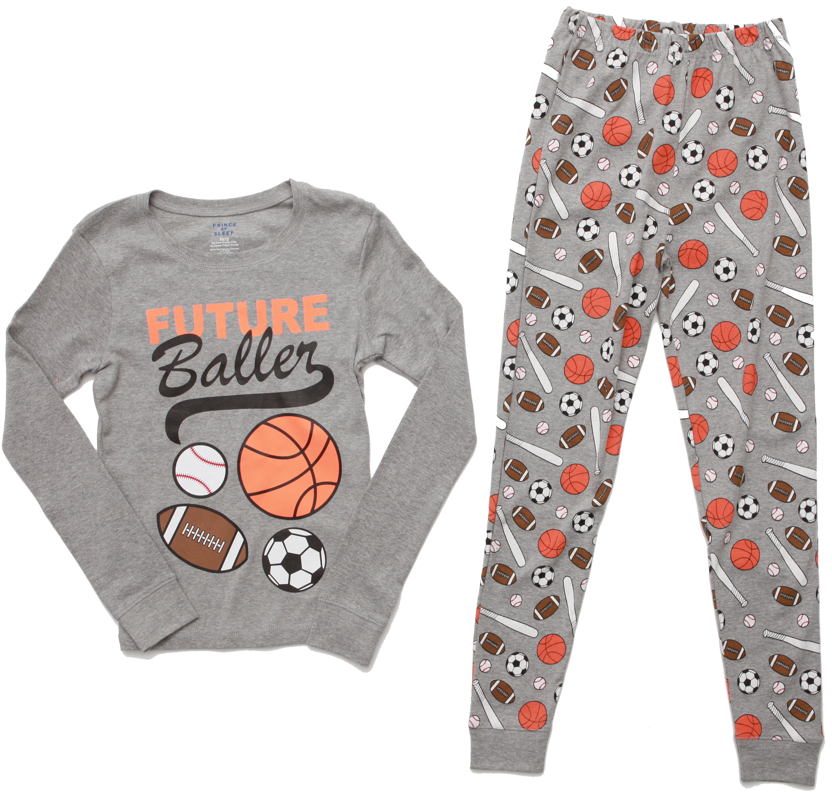 Prince of Sleep Cotton Pajamas for Boys (Grey Baller, Boys 24 Months