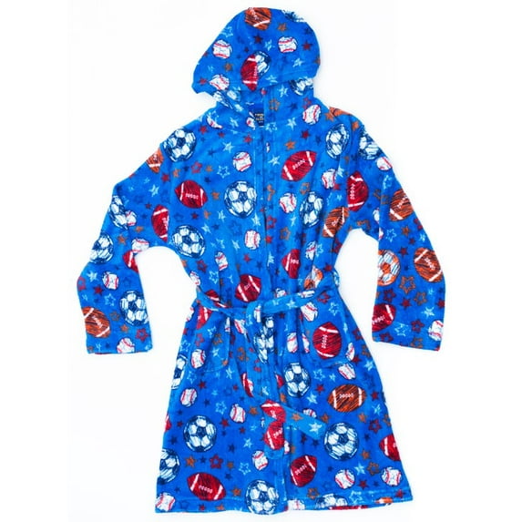 Prince of Sleep Fleece Solid Robes for Boys (Blue Sports, Boys 14-16)