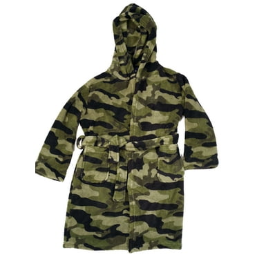 Prince of Sleep Fleece Solid Robes for Boys (Camo Green, Boys 14-16)