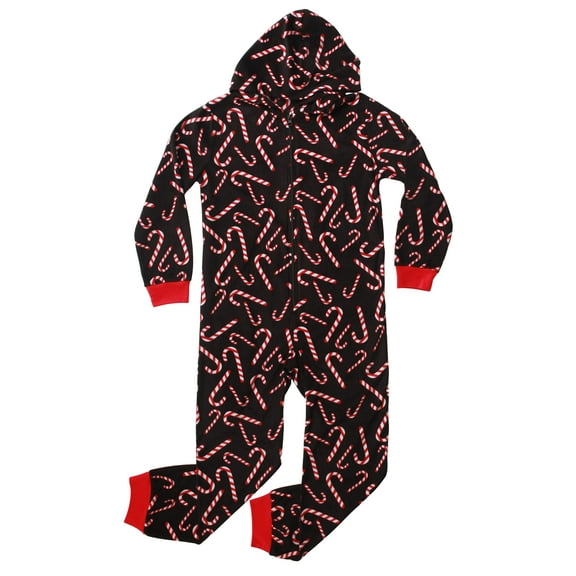 Prince of Sleep Jumpsuit for Kids Pajamas (Black - Candy Cane, 4)