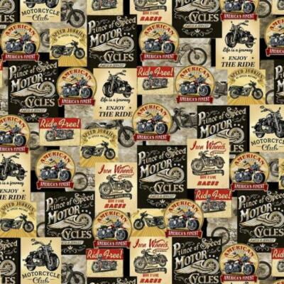 Prince of Speed Motorcycles Cotton Fabric (1 yard)