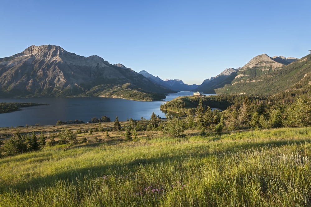 Prince of Wales Hotel near Waterton Lake Waterton Lakes National Park Alberta Canada Canvas Art - Carl Bruemmer Design Pics (19 x 12)
