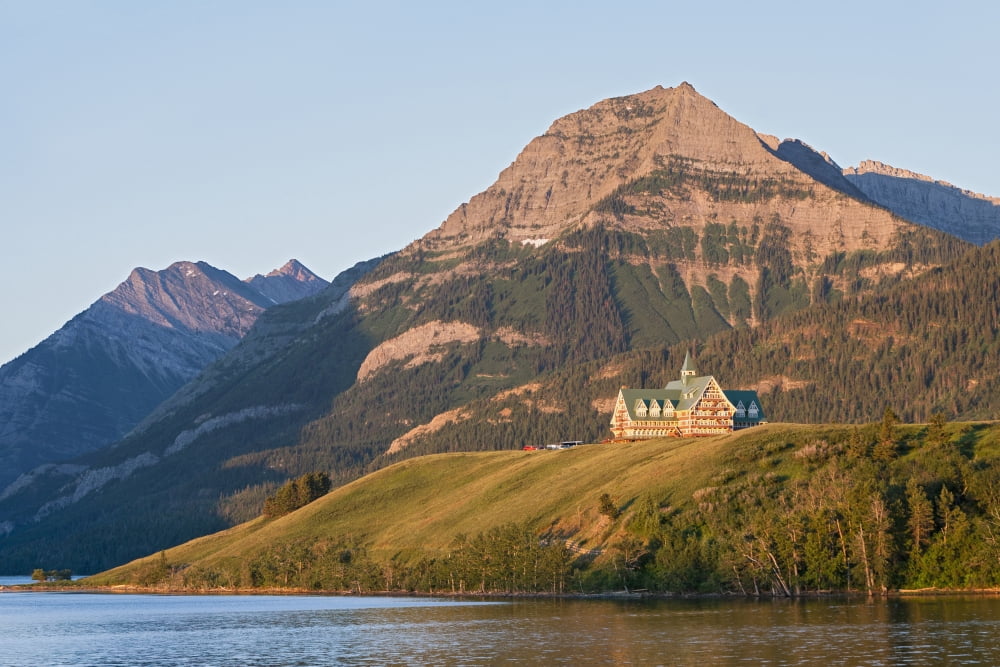 Prince of Wales Hotel near Waterton Lake Waterton Lakes National Park Alberta Canada Canvas Art - Carl Bruemmer  Design Pics (19 x 12)