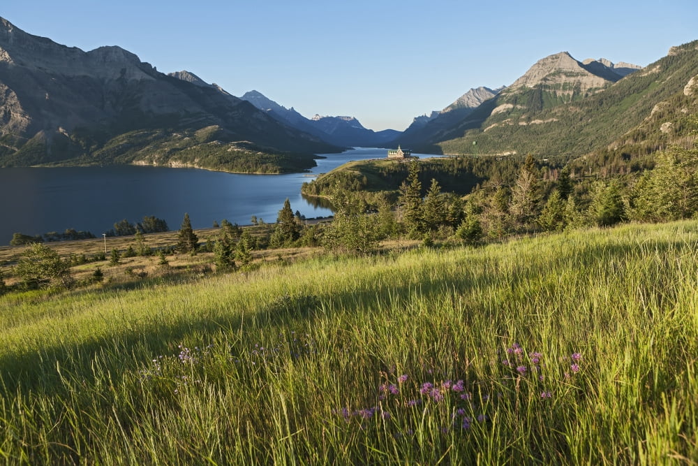 Prince of Wales Hotel near Waterton Lake Waterton Lakes National Park Alberta Canada Canvas Art - Carl Bruemmer Design Pics (19 x 12)