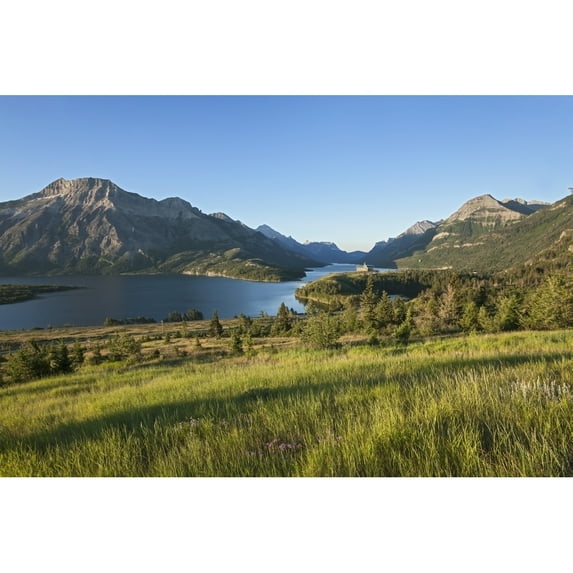 Prince of Wales Hotel near Waterton Lake Waterton Lakes National Park; Alberta Canada Poster Print
