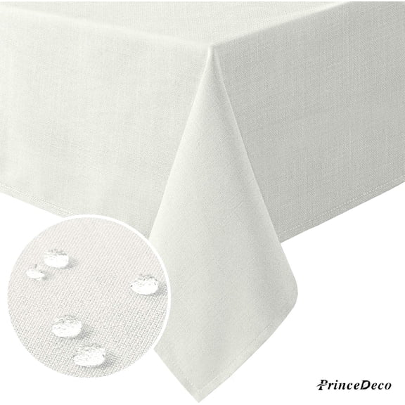 PrinceDeco Linen Textured Table Cloths SquarePremium Solid Tablecloth Spill-Proof Waterproof Table Cover for Dining Buffet Feature Extra Soft and Thick Fabric Wrinkle Free-Table linen, not of paper