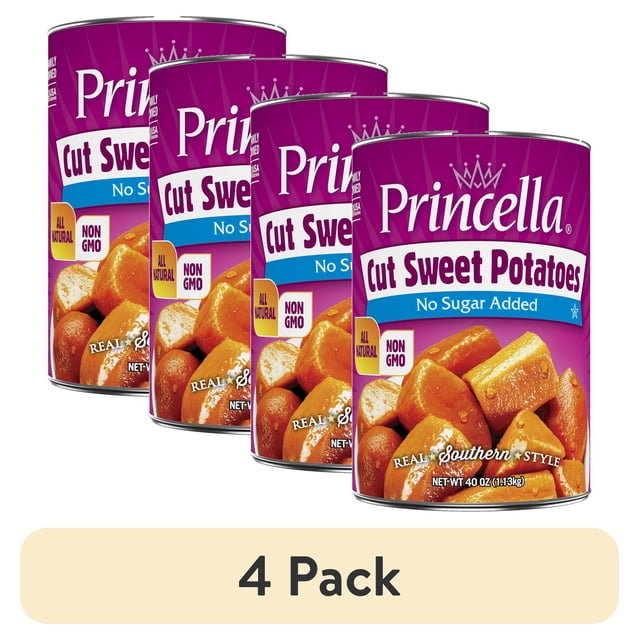 (4 pack) Princella Canned Cut Sweet Potatoes, No Sugar Added, 40 oz ...