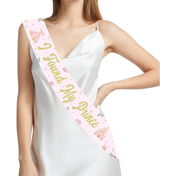 Princes Bridal Shower Sash, I Found My Prince Sash Princess Bachelorette Engagement Wedding Party Decorations Supplies Favors Gifts Accessories