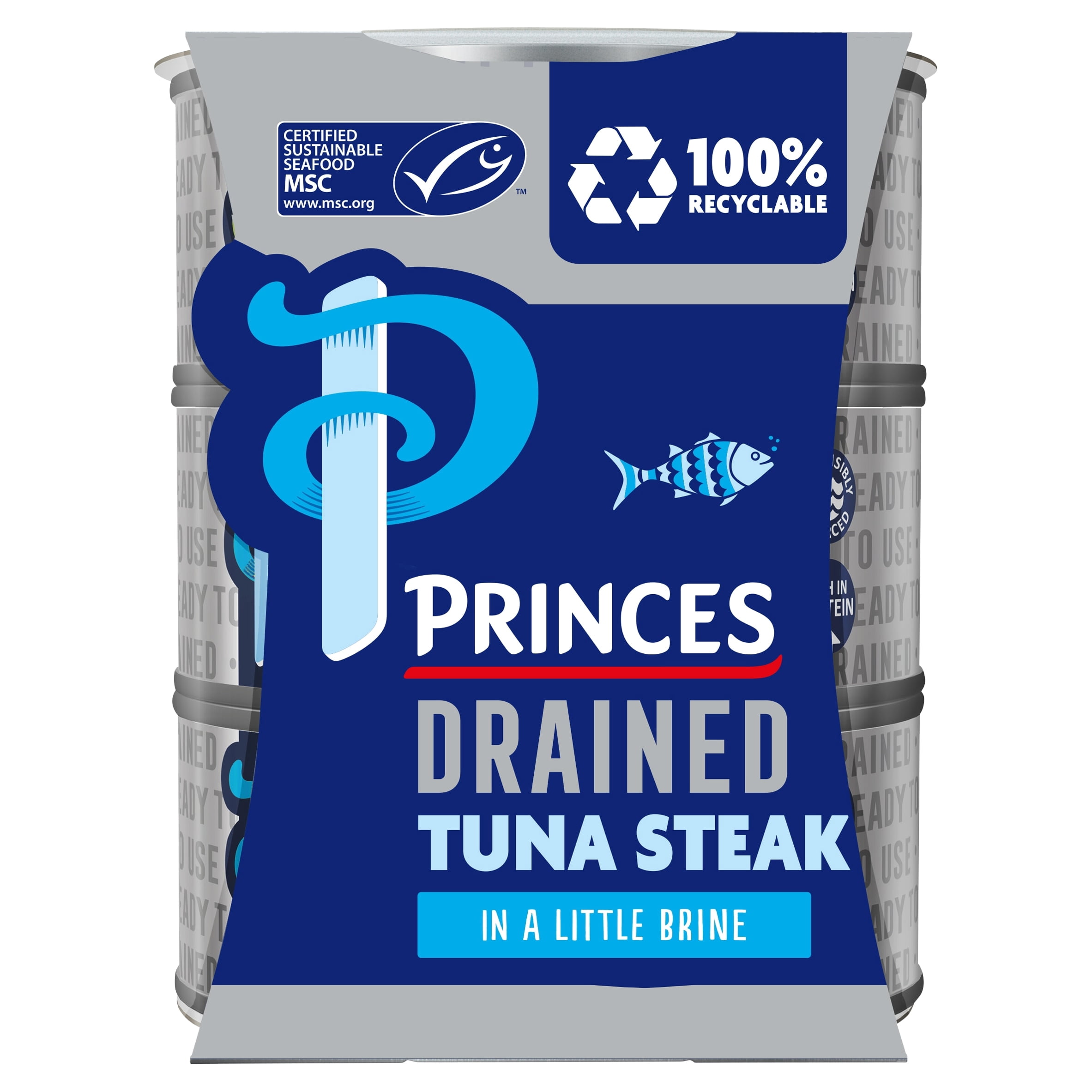 Princes Drained Tuna Steak In Brine 3X110g, Imported from Britain
