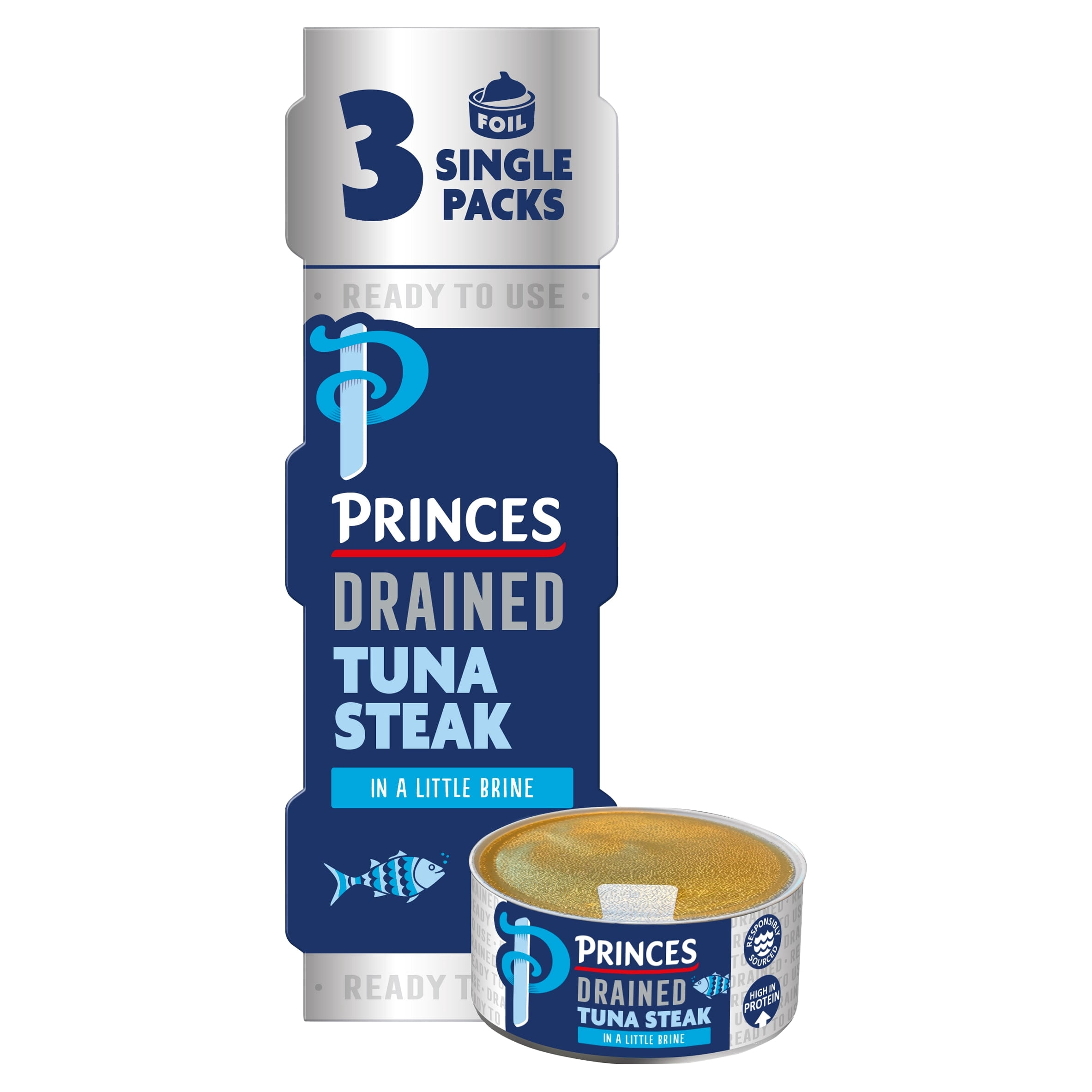 Princes Drained Tuna Steak In Brine 3X60g, Imported from Britain
